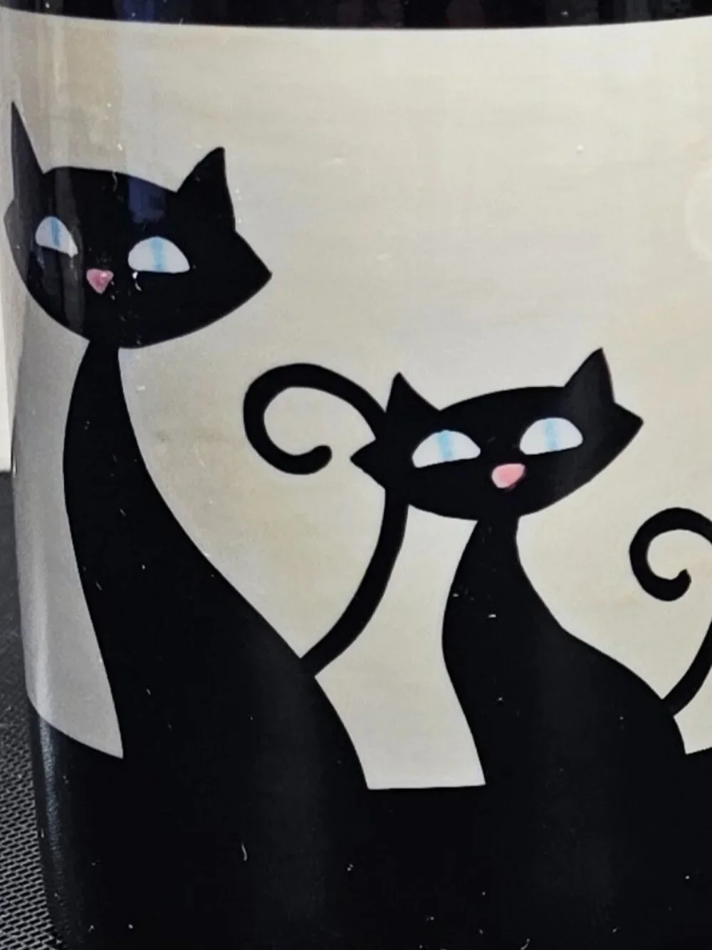 HUES N BREWS ~ Black Cat Coffee/Tea Mug ~ CREAM ~ Siamese  Kitty Tea Strainer In